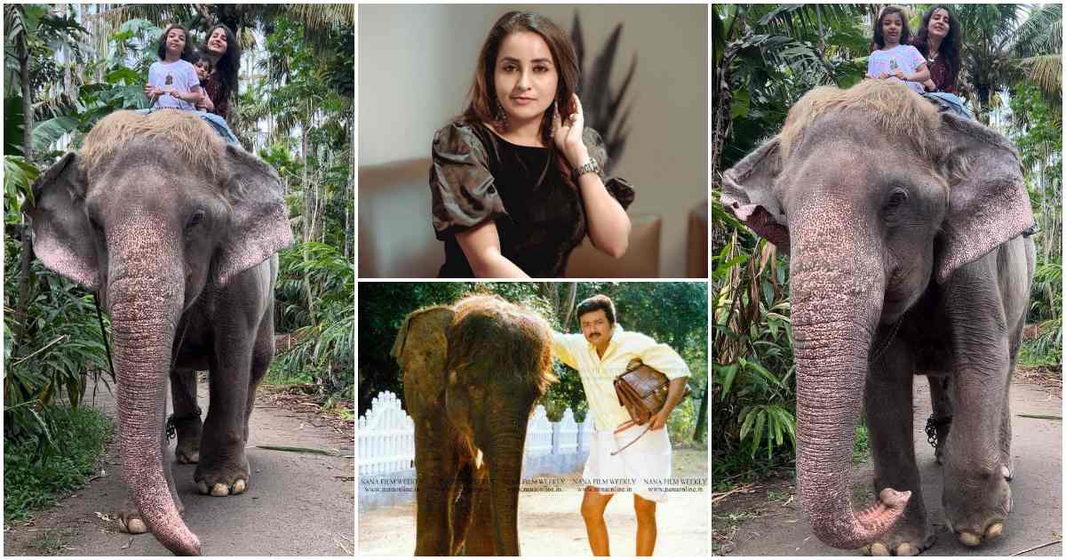 Actress Bhama with Elephant