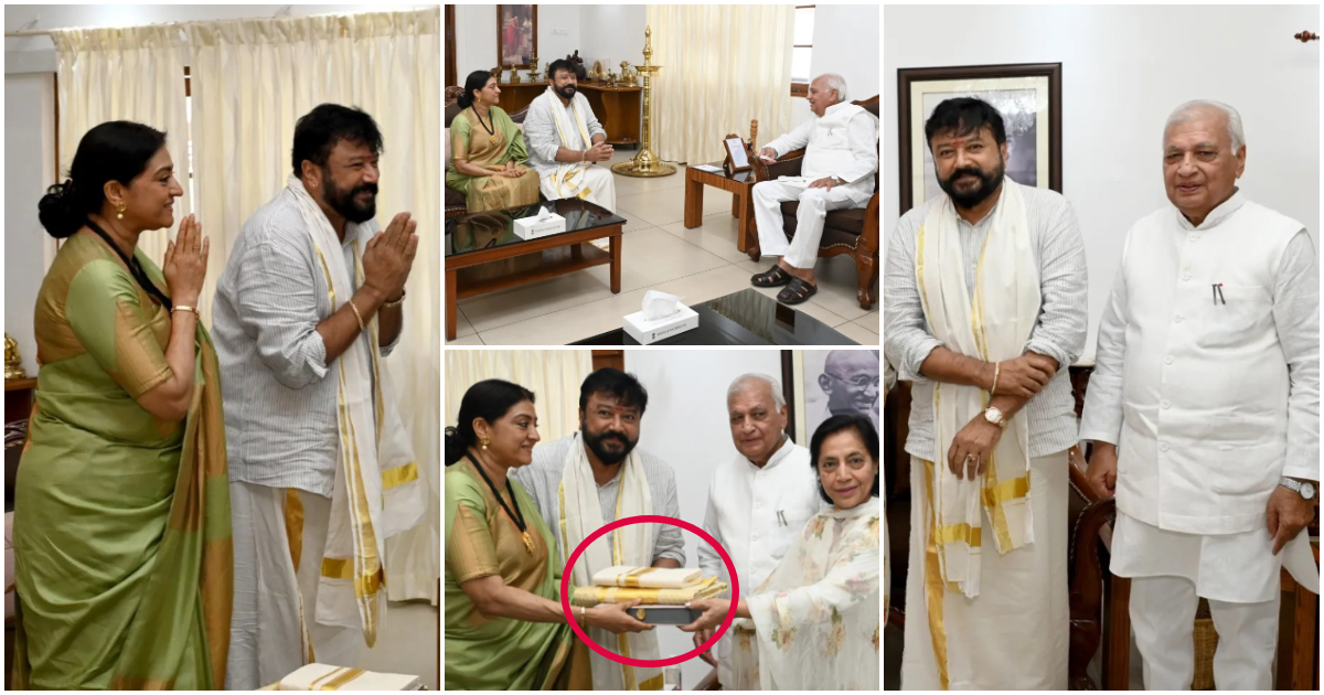 Jayaram and wife parvathy visited raj bhavan met governor