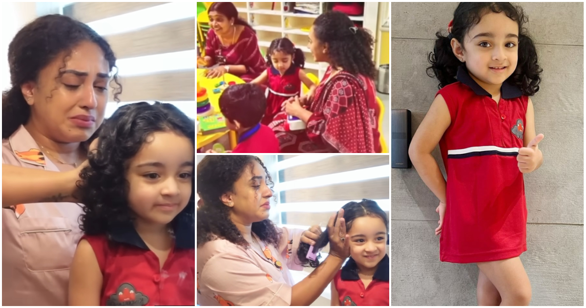Pearly Maaney Daughter Nila's first day of play school