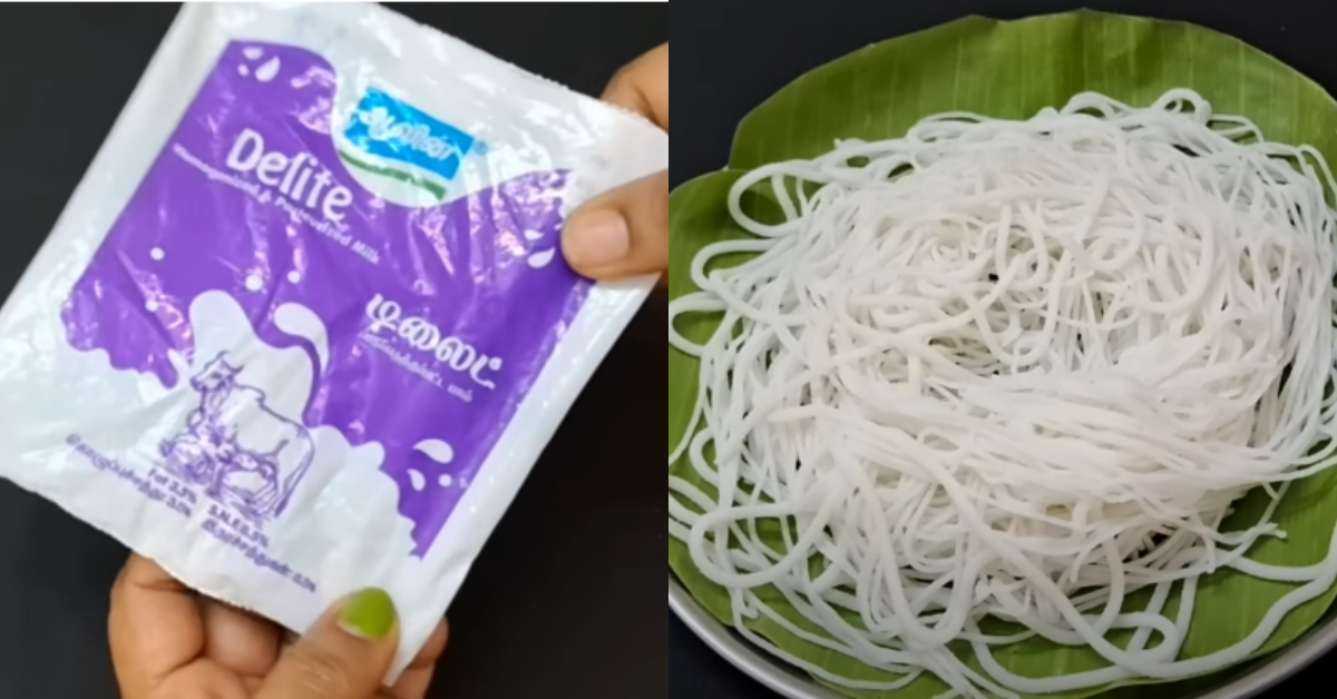 Making Idiyappam Using Milk Cover