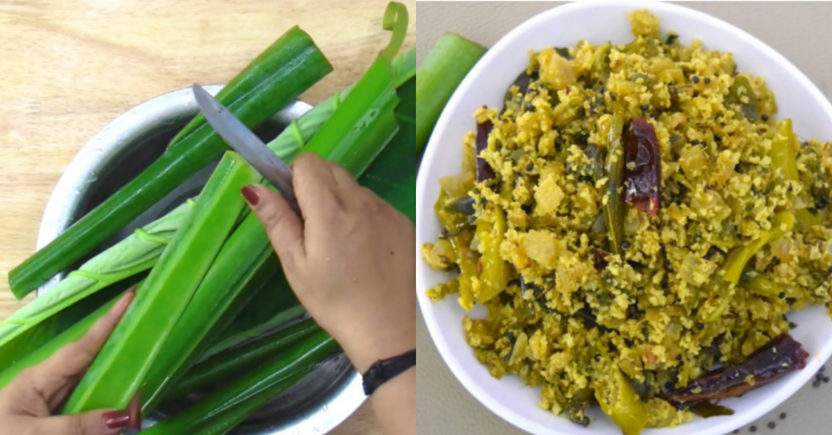 Kerala Style Taro Stem Stir Fry Recipe